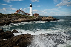 Waves Splatter Around Portland Head Light At High Tide